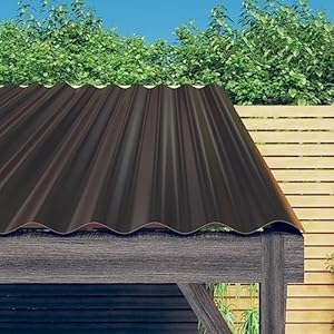 ACAGALA Dachpaneele Wellplatte aus Metall 80 x 36 cm | 12 STK. verzinkte Stahlbleche Wandplatte Metallblech | Wetterfeste Wellbahn für Garage, Gartenhaus & Carport | Braun