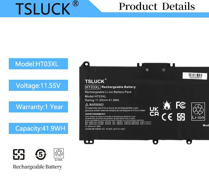 Spare L11119-855 Original Akku HT03XL Für HP Laptops 240/245/250/255 G7, Pavilion 14/15/17 – 41.9Wh, 11.55V Li-Ion Hp 250 G7 Akku
