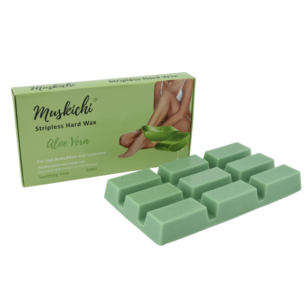MUSKICHI Brazilian Aloe Vera Hard Wax for Face, Body, Bikini Line, Underarms | Sensitive Skin | Peel Off Wax | Easy To Use, Women | Hot Wax for Hair Removal | Professional and Home Use (500 gram) (B0D4VPBKQZ) Amazon Price History, Amazon Price Tracker
