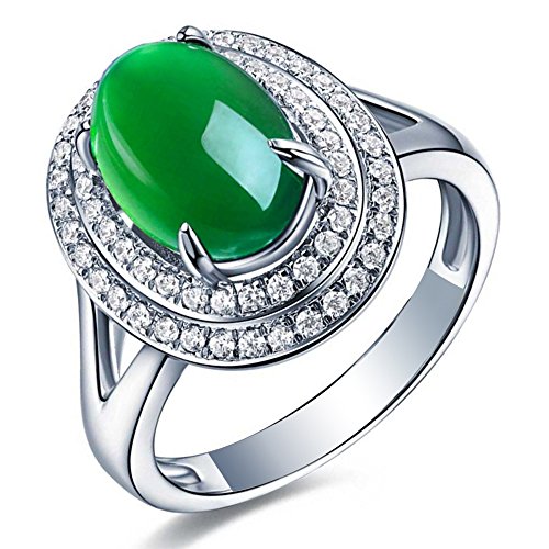 Bague argent 925 calcédoine verte et zircone cubique haute brillance