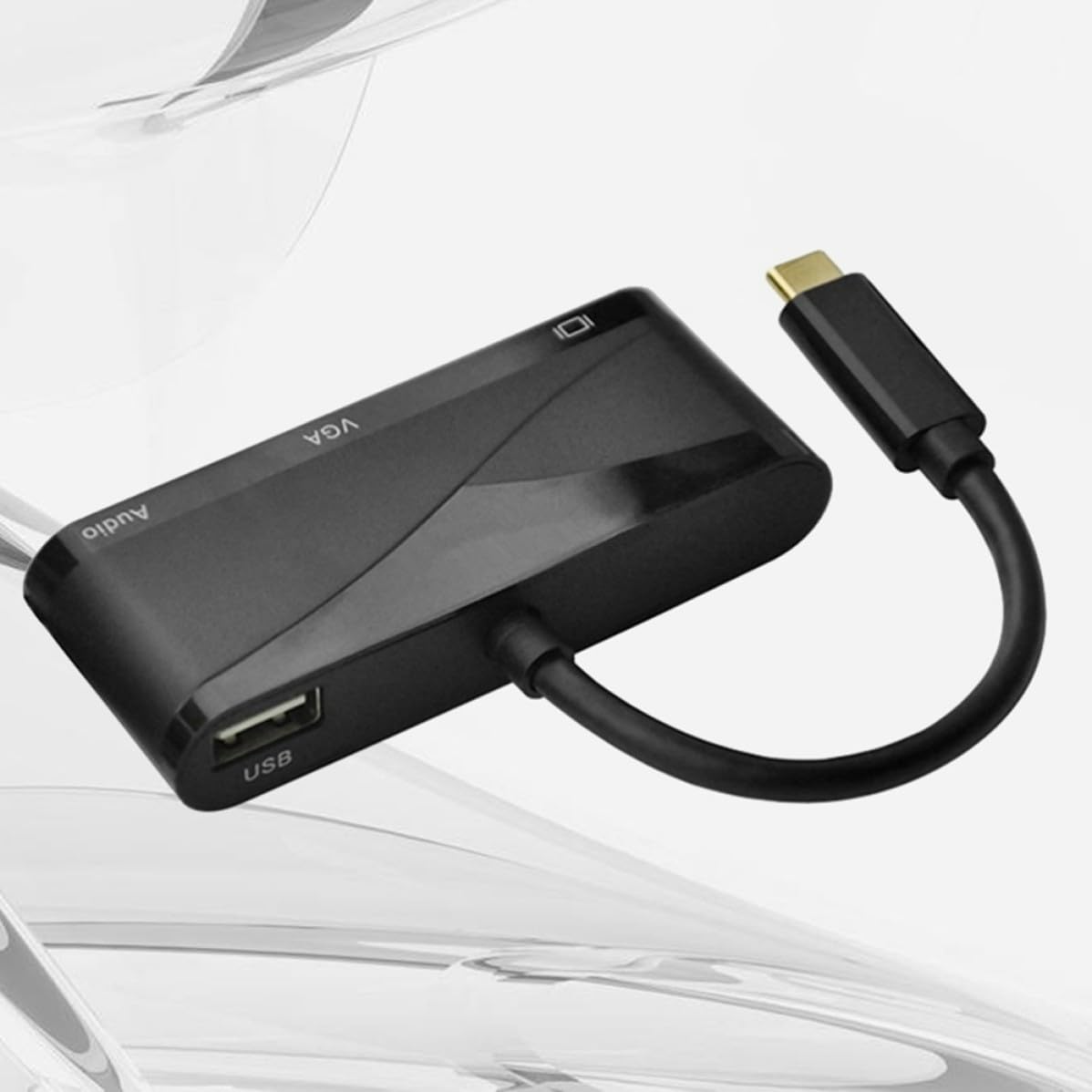 Toddmomy Adattatore Type C a Vga USB 3.1 3 in 1 Nero per Pro PC S8 | Conversione con Uscita Audio, Struttura in Metallo e Plastica, Supporto per Collegamento USB 2.0