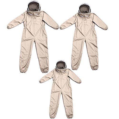 Tuta da apicoltore in puro cotone Tuta apribile Tuta spaziale resistente Guanti per ape ventilati in pelle - L