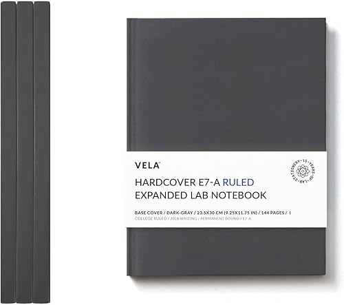 E7 - Cuaderno de laboratorio de tapa dura expandida, 9.25 x 11.75 pulgadas (9.3 x 11.8 in), 144 páginas, encuadernado permanente, papel pesado de 70