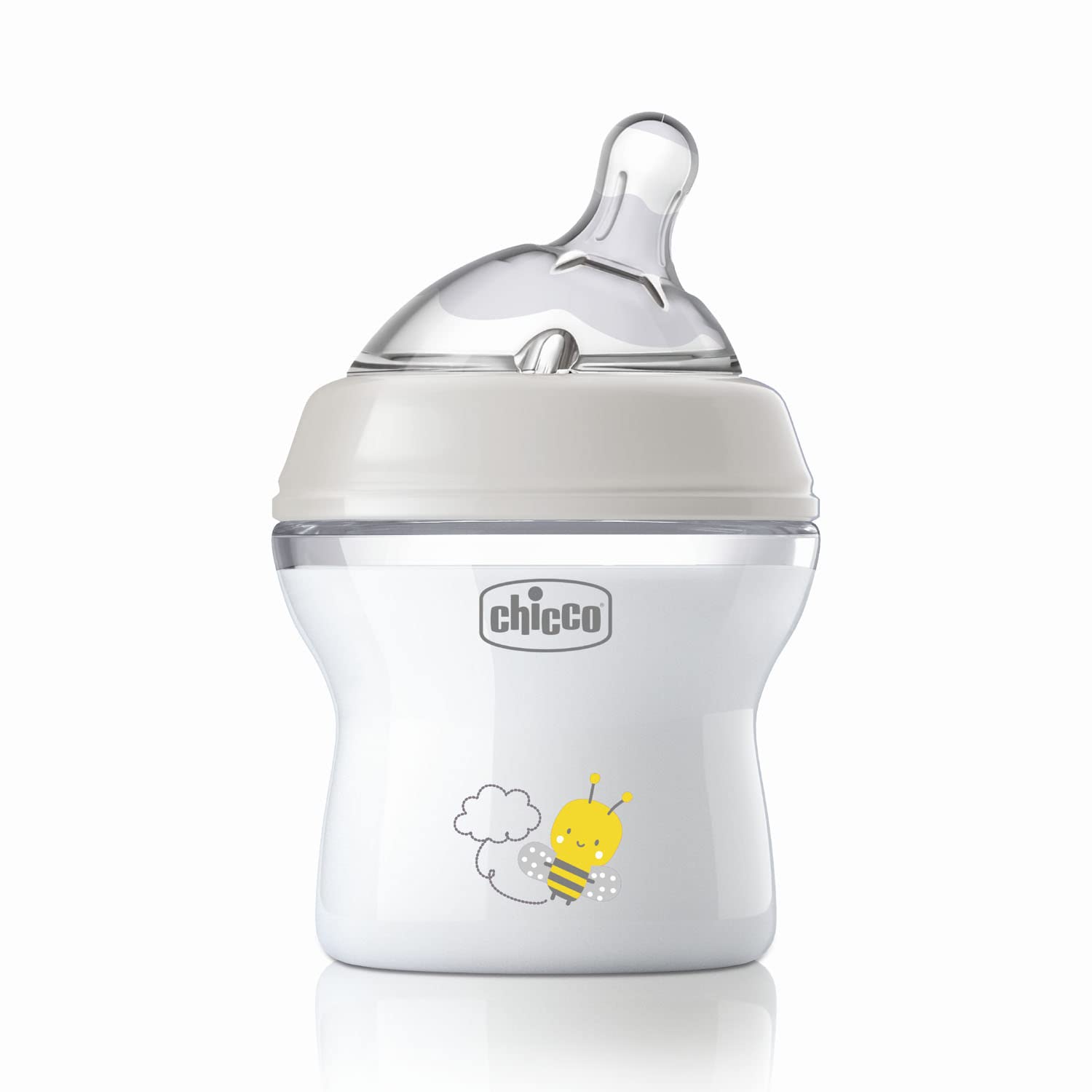 Chicco Natural Feeling Biberon Anticolica 0 Mesi + da 150 ml, Biberon con Tettarella in Silicone Morbida e Flessibile, Adatto per Allattamento Misto, Flusso Lento, Colore Neutro
