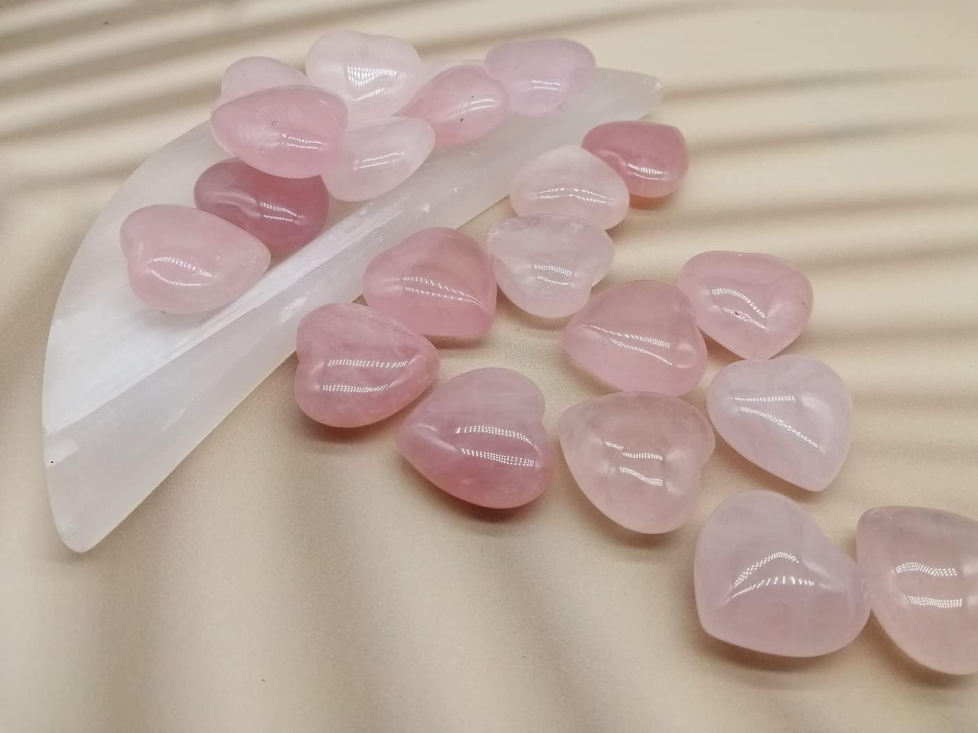 Rose Quartz Heart Shaped Crystals 1"(25mm) 20 Pcs Chakra Natural Gemstones Worry Stones Bulk for Anxiety Jewelry Making Home Decor - Image 6