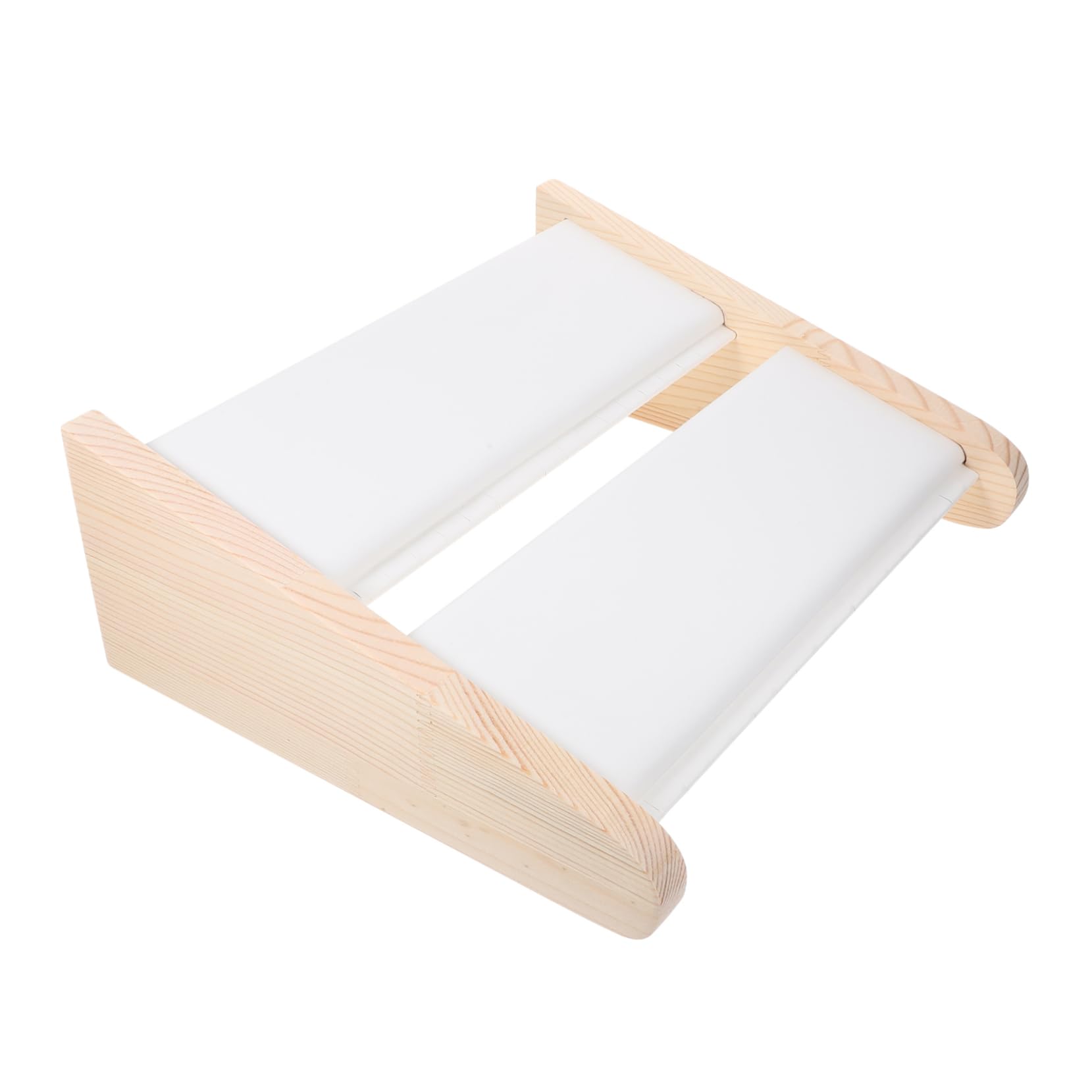 Hohopeti Espositore per Collane in Legno Bianco, Organizer Gioielli a 2 Livelli, Superficie Liscia, per Vetrine e Negozi