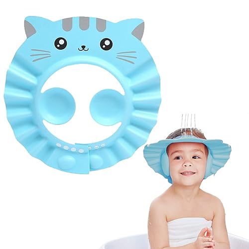 Gorro de champú para bebé, impermeable, gorra de baño ajustable con silenciador de orejas para bebés y niños pequeños