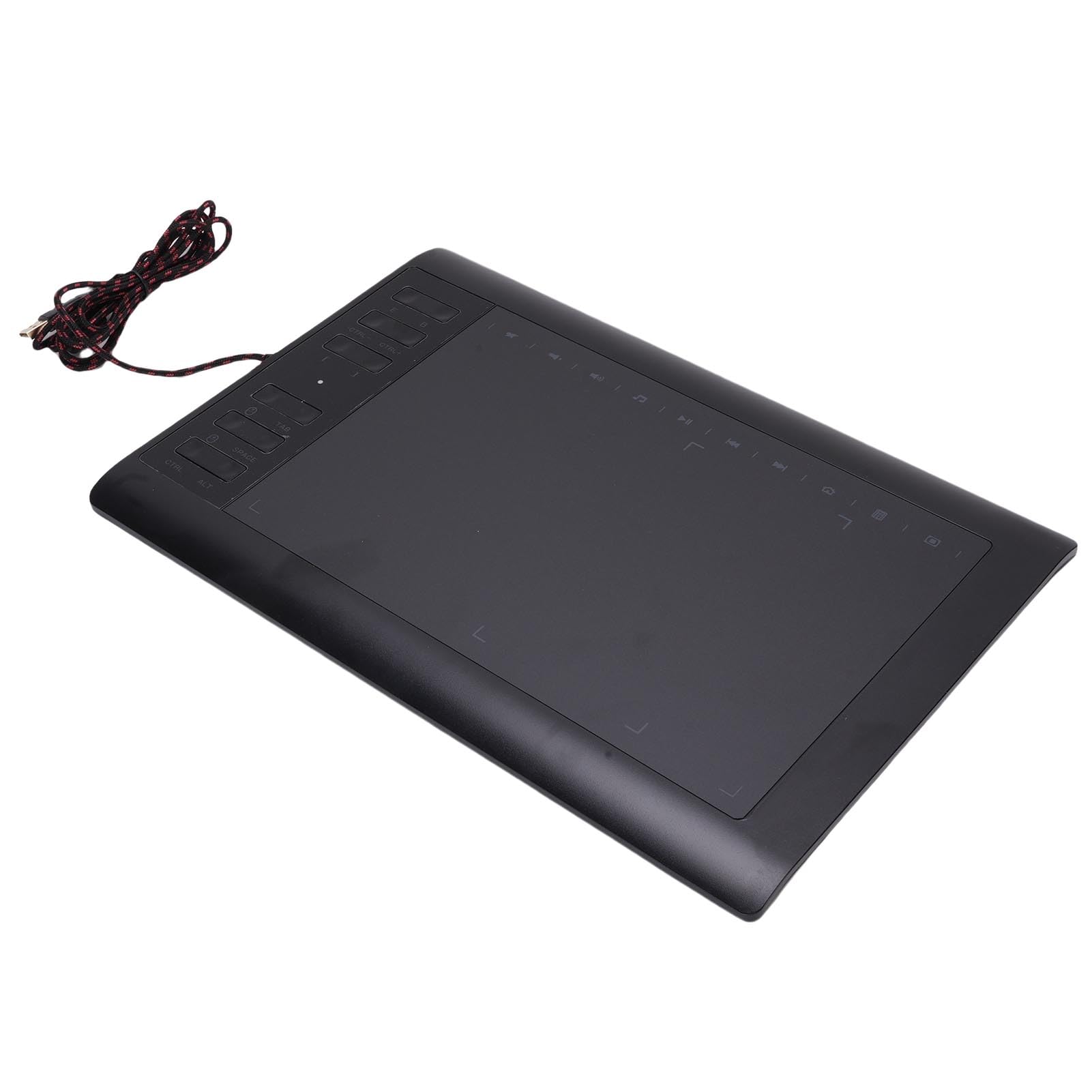 Tavoletta Grafica da Disegno 10 X 6 Pollici Ampia Area Attiva, Penna Sensibile Alla Pressione a 8192 Livelli con 12 Tasti di Scelta Rapida, Penna Senza Batteria, Blocco da Disegno per la