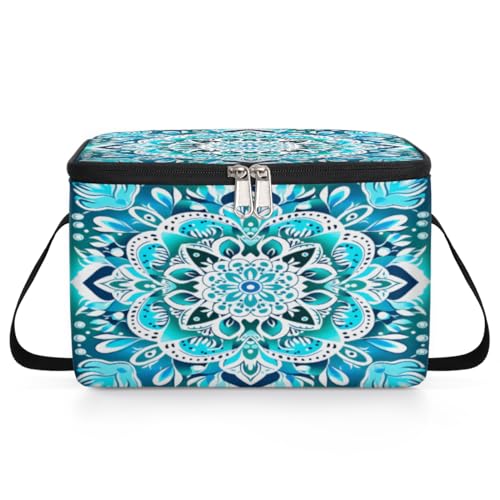 GzLeyigou Mandala Lunch Bags for Women Men 9 Cans, Hot & Cold Food Delivery Bag Insulated Grocery Bag Insulated Lunch Box Ethnic Texture Cooler Bag for Office Work Picnic Beach