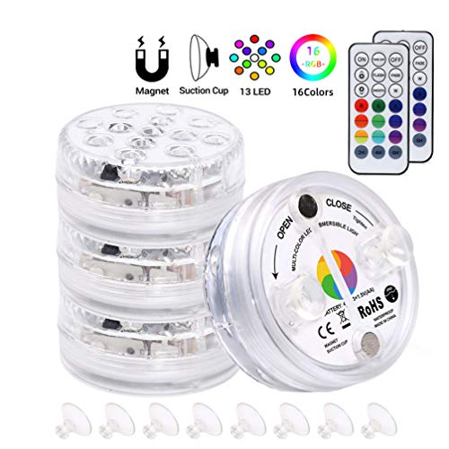 Mobestech 4 Pcs SubmersÃ­vel Luzes Led Com Controle Remoto Ã  Prova D 'Ãgua SubaquÃ¡tica Luzes Led