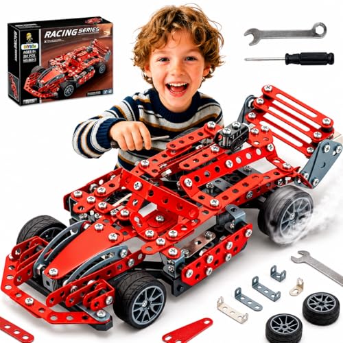 DIYBee Metal Model Car Kit, 287 Pcs Racing Car Building Kit for Boys 8-12, Build Your Own Car Kit with Real Tools, STEM Engineering Erector Set Gift for Kids Teens & Adults