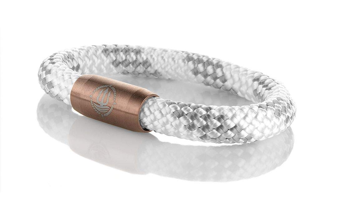 Maritimes Seemannsgarn Segeltau Armband Rügen weiß-grau 8mm