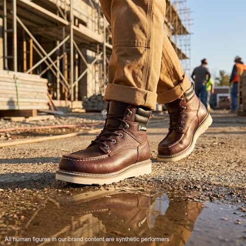 Image of SUREWAY 6 inch Soft Toe Work Boots for Men - GoodyearWelt Full Grain Leather, Lace Up Mac Toe Work Shoes, EH Construction Oil /Slip Resistant, Durable Rubber Sole Boots for Warehouse, Factory, Daily Wear