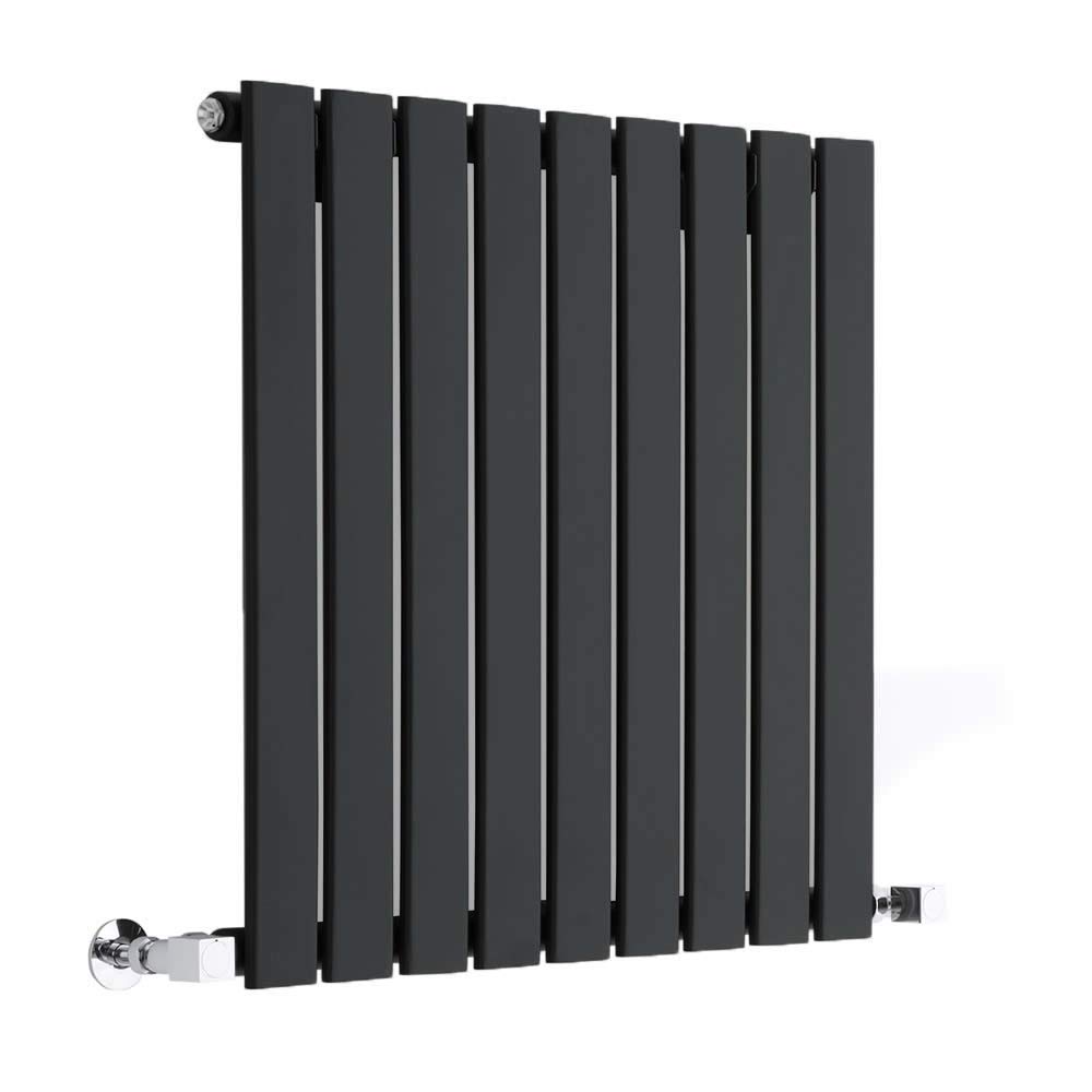 Milano Alpha Black Horizontal Single Flat Panel Radiator - 635mm x 630mm