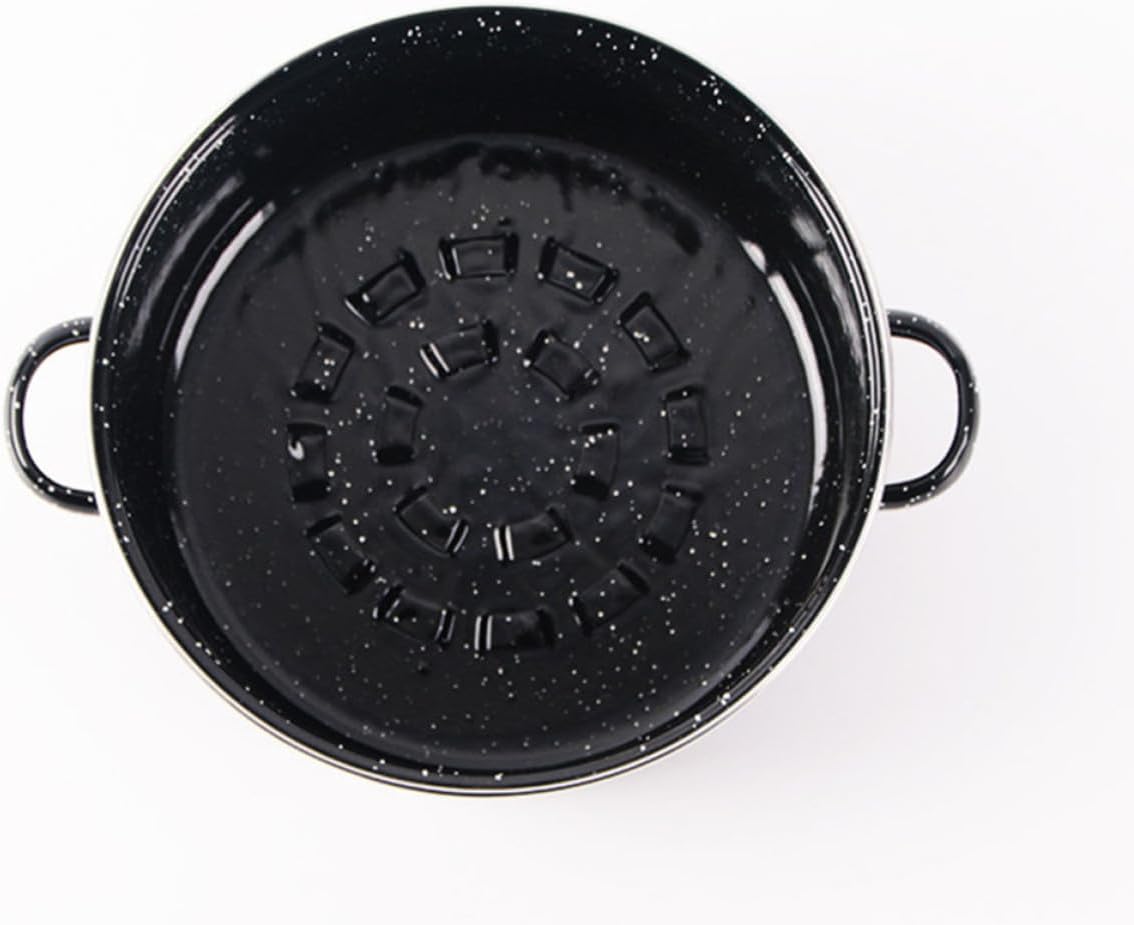 Enameled Roasting Pan with Lid, Black Enamel Roasting Pot