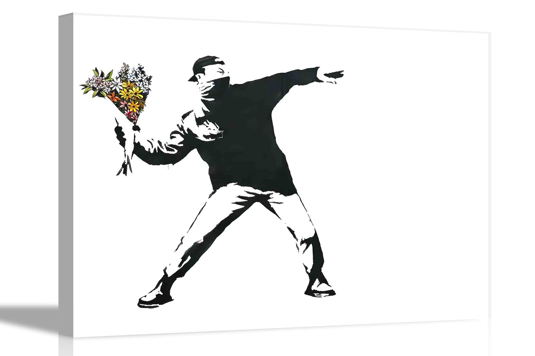 The Flower Thrower By Banksy Canvas Prints Famous Artwork Wall Art Pictures Home Bedroom Pictures 86 x 61cm (34 x 24 inches) A1