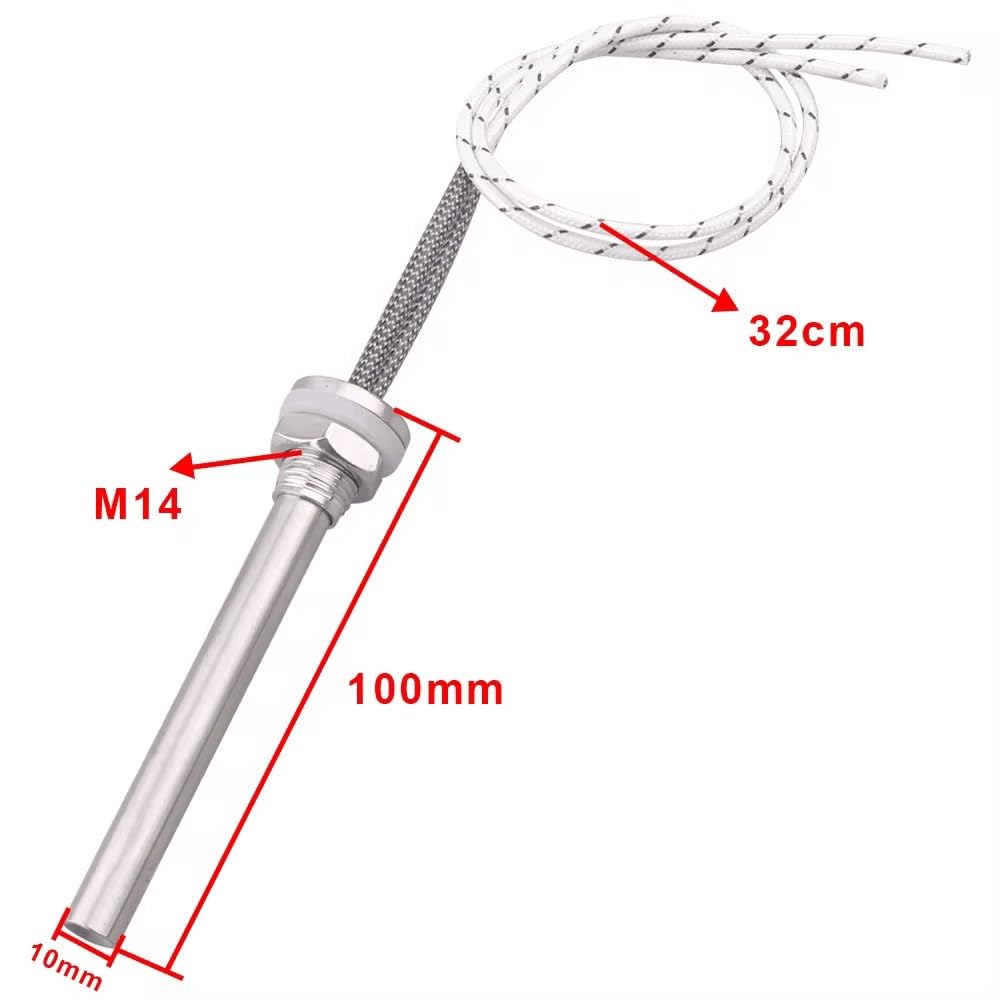 1pc 12V/24V DC cartouche chauffante M14 fil tige chauffante SUS304 chauffe-eau tubulaire électrique 50W/100W/200W(12V 50W)
