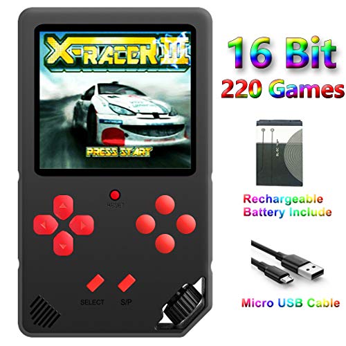 Beijue 16 Bit Handheld Games for Children Adults 3.0'' Large Screen Preloaded 220