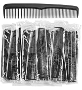 Gisdo 100pcs Plastic Black Combs in Bulk, Individually Wrapped, Double Tooth Hair Pocket Comb, fo...