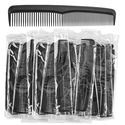 Peignes de poche à double dents - Lot de 200 peignes noirs emballés individuellement