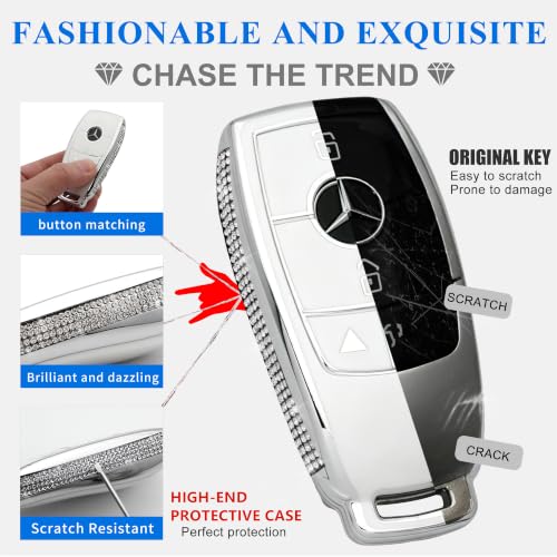 Image of Creativity for Mercedes Benz key cover and keychian (White Combination)