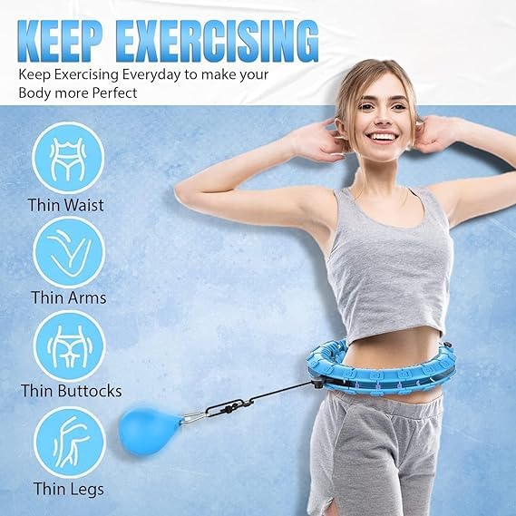 BLUE CRANE Smart Infinity Heavy Duty Hula Hoop for Adults Weight Loss/Exercise - 360 Degree Waist Fitness - 24 Knots Adjustable Size with Ball 2