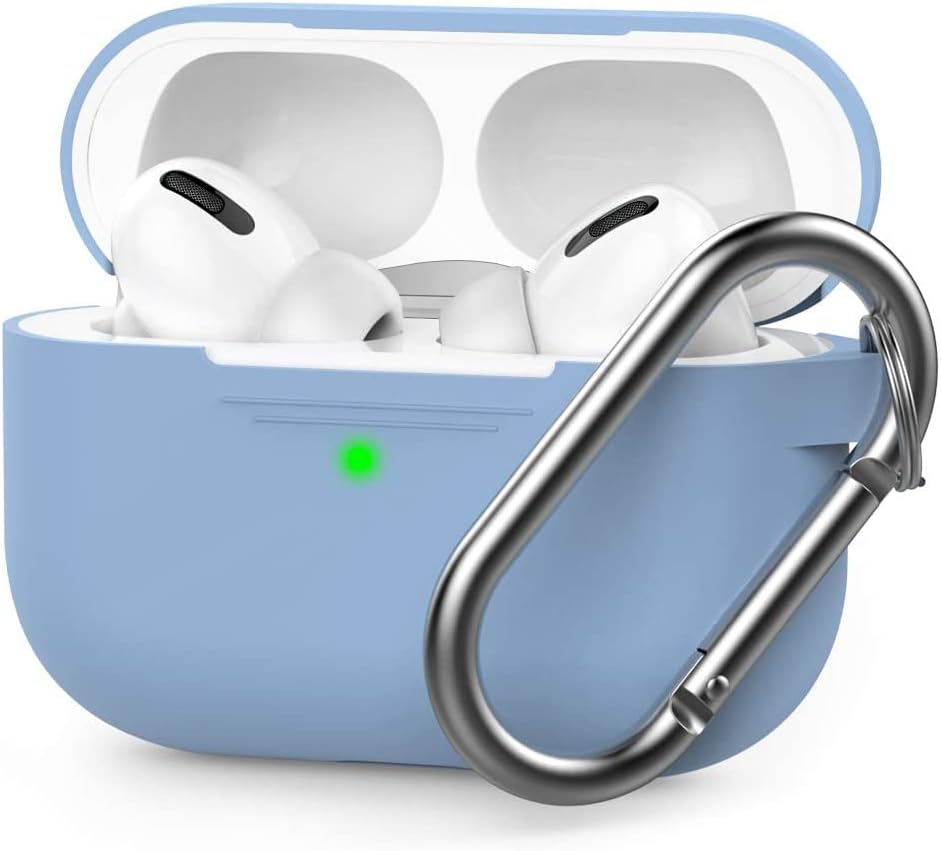 AHASTYLE AirPods Pro Case Protective Cover [Front LED Visible] Compatible with Apple AirPods Pro 2019 (With Carabiner, Lavender)