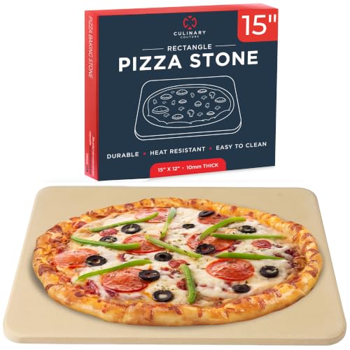 Large Pizza Stone for Oven &ndash; 15 x 12 inch Rectangular Pizza Stone for Grill, Even Heating for...