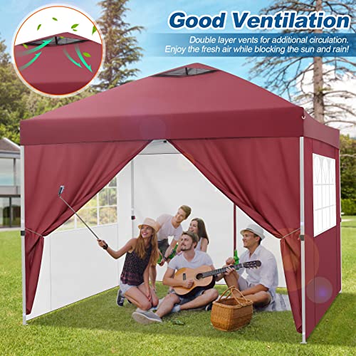Image of HOTEEL 6.6x6.6FT Pop Up Canopy Tent Heavy Duty Party Tent for Parties Event Wedding, Commercial Outdoor All Season Wind UV 50+, Thickened Legs, Khaki