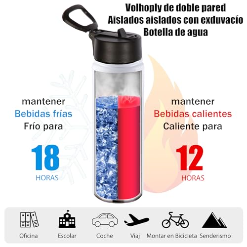 Image of Volhoply Sublimation Insulated Water Bottles Blank Bulk 8 Pack, 22 oz Stainless Steel Sports Bottle with Straw, Double Walled Vacuum Metal Water Flask with Wide Mouth(Sublimation,8 Set)