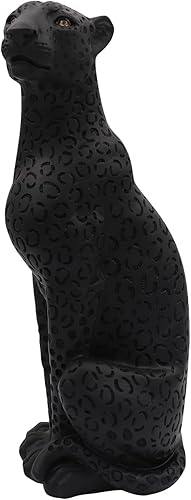 Estatua de guepardo Pantera Negra Estatua de leopardo negro de 11 pulgadas de alto, resina moderna, escultura de animales, decoración de mesa de