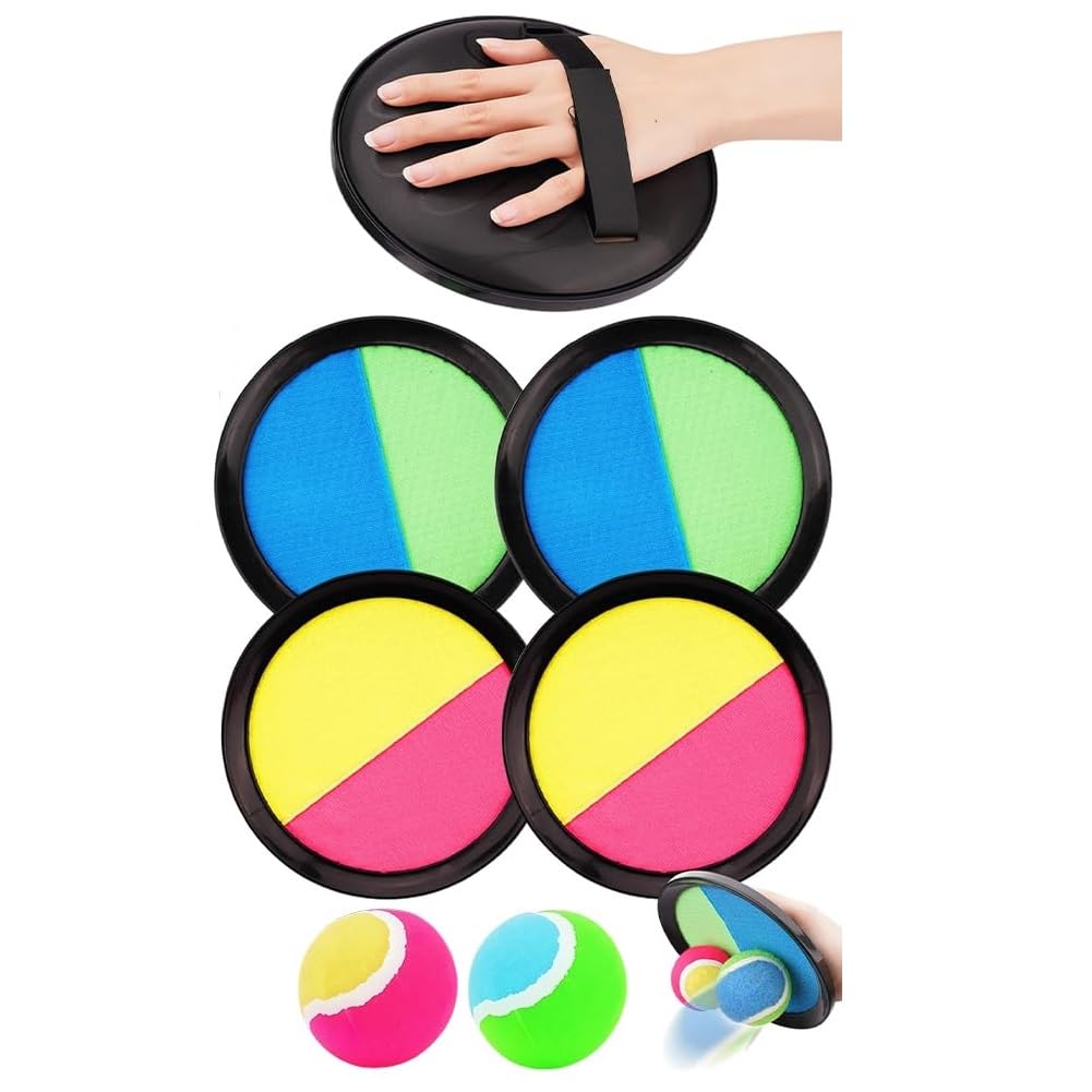 VorPrillynt Toss and Catch Beach Games, Beach Ball Game, Tos and Catch Balls, Outdoor Lawn Games, Family Game with 4 Toss 2 Catch Ball Set, Yard Beachs for Adults and Teens- 2PCS