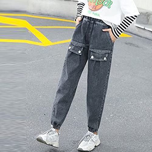 easyforever Kids Girls Denim Pants Elastic Waist Casual Jeans Elastic Leg Cuffs Denim Trousers School Daily Wear3