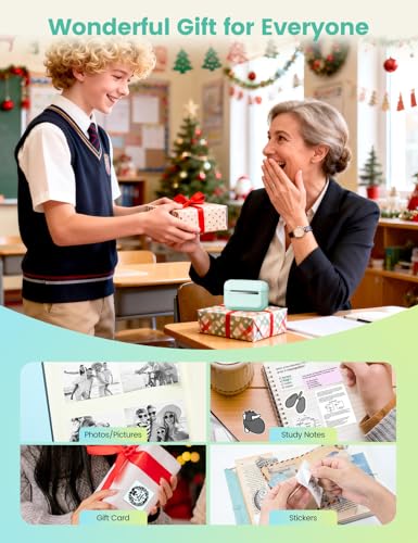Image of Memoking Mini Printer for Smartphone, Mini Printer Q02E Bluetooth Photo Printer for Boys & Girls, Portable Thermal Printer Mini for Gifts, Study Notes, Anatomical Charts, Photos, Creation