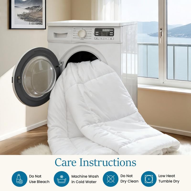 Comforter 100% Pima Cotton 400 TC, 400 GSM Premium Luxury All Season 1PC Comforter, Ultra Soft Breathable Quilted Bedding – Twin (64 x 86 Inches), White