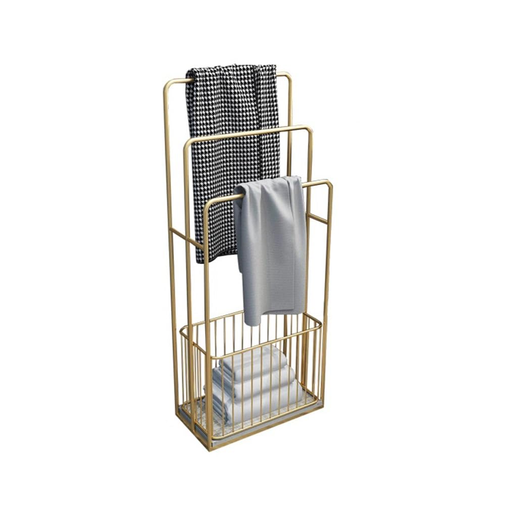 towel rail Bathroom Towel Rack Storage Floor-standing Metal Modern Toilet Shelf(Gold)