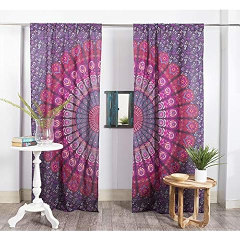 Beautiful Peacock Mandala Cotton Curtain Panels Cover