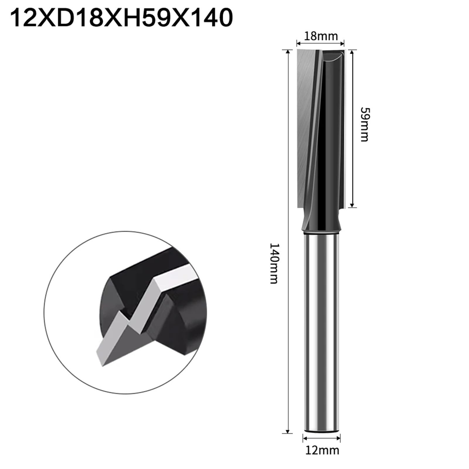 Broca de limpieza inferior alargada de 12 mm y 12,7 mm con vástago de 16, 18 y 20 mm de diámetro.(12X18X59X140)