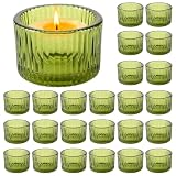【Rangement Pratique】Le lot de 24 photophore verre vert permet de préparer plusieurs tables, coins décoratifs ou compositions saisonnières avec une couleur coordonnée. Chaque pièce mesure environ 54 mm de diamètre à louverture et 35 mm de hauteur, un format adapté aux petites bougies compatibles et aux présentations groupées.