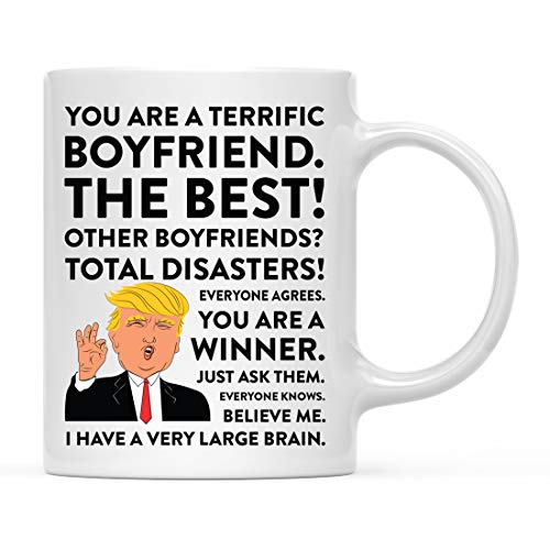 Andaz Press Funny President Donald Trump 11oz. Coffee Mug Gift, Terrific Boyfriend, 1-Pack