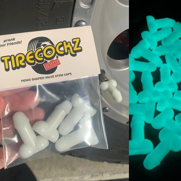 Tirecockz Prank Valve Stem Caps - Glow in The Dark Edition