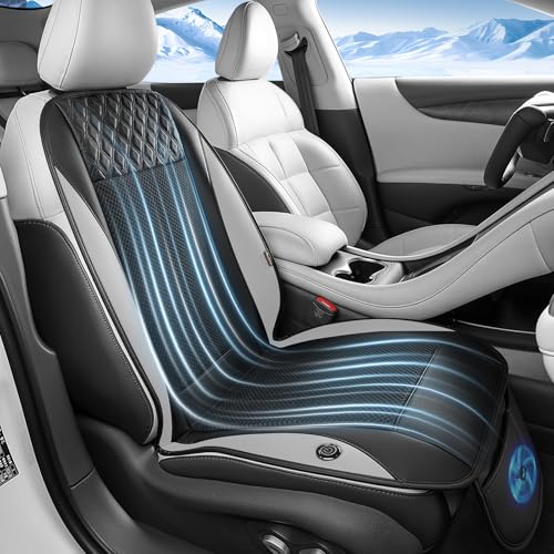 Coverado Cooling Car Seat Cover Ventilated Seat Cushion with 3-Speed Adjustable Airflow Gray Breathable Universal Seat Pad for Car SUV Truck Van