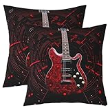 Photo Gallery homemissing federa decorativa per cuscino con chitarra rossa, per ragazzi e ragazze, motivo musica rock, 40 x 40 cm, set di 2 federe decorative per la casa Photo Gallery homemissing federa decorativa per cuscino con chitarra rossa, per ragazzi e ragazze, motivo musica rock, 40 x 40 cm, set di 2 federe decorative per la casa
