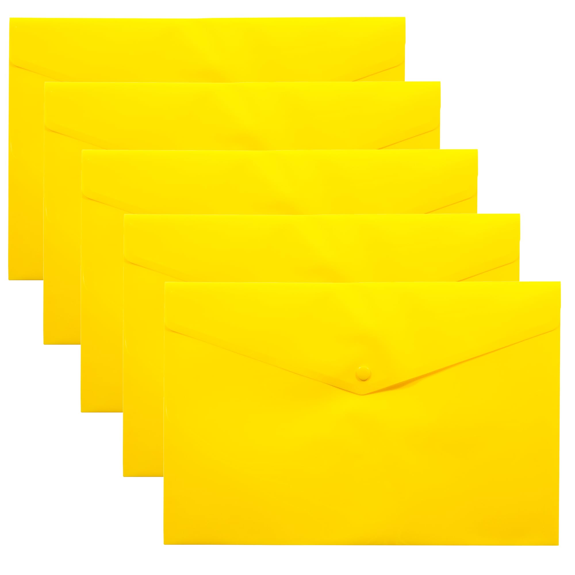eco-eco A3 50% Recycled Yellow Press Stud Popper Wallet, Plastic Folders (Pack of 5) eco080_Yellow