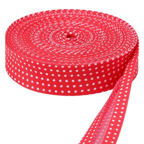 PH PandaHall 22m Ruban Biais à Pois 25.5mm Rubans à Double Pli Rouge Ruban Biais à Pois Blancs Sangle de Couture pour Travaux Manuels Couture Accessoires de...