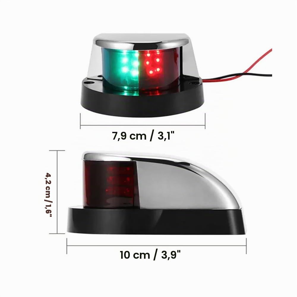 DONGKER Feux de Navigation pour Bateau,Feux de Signalisation LED Marins Rouges et Verts,Etanches IP67,avec Joint Intégré,pour Ponton,Yacht,Bateau,Kayak