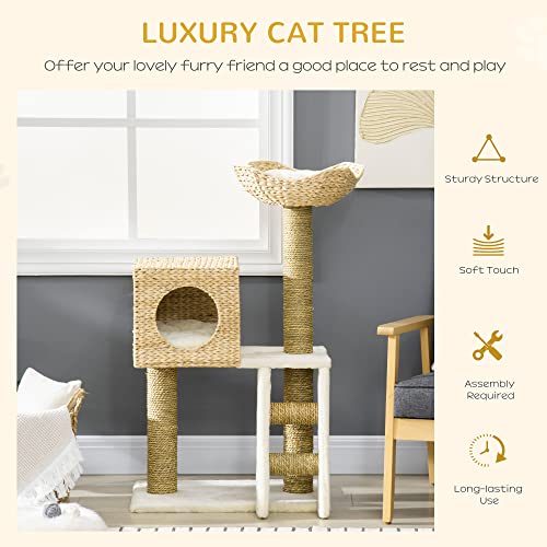 Torre para gatos Interior con cama y rattan 22.5" x 14.5" x 39.5" miniatura 3