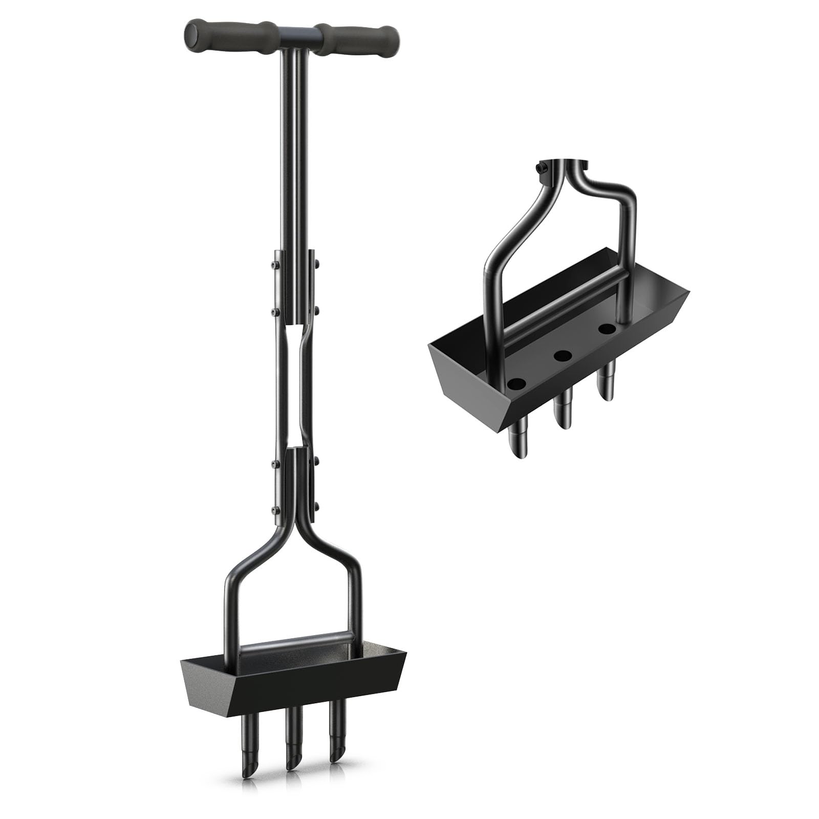 ViveGro Lawn Aerator, Lawn Aerator Coring Tool with Soil Core Storage Tray Manual Core Aerator Grass Aeration Gardening Tools with 3 Tines for Garden Yard Care