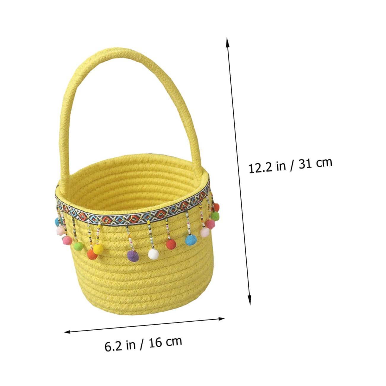 Unomor Ft Cotton Rope Basket for Flowers Woven Plant Basket Handle Wall Decor for Room Random Style