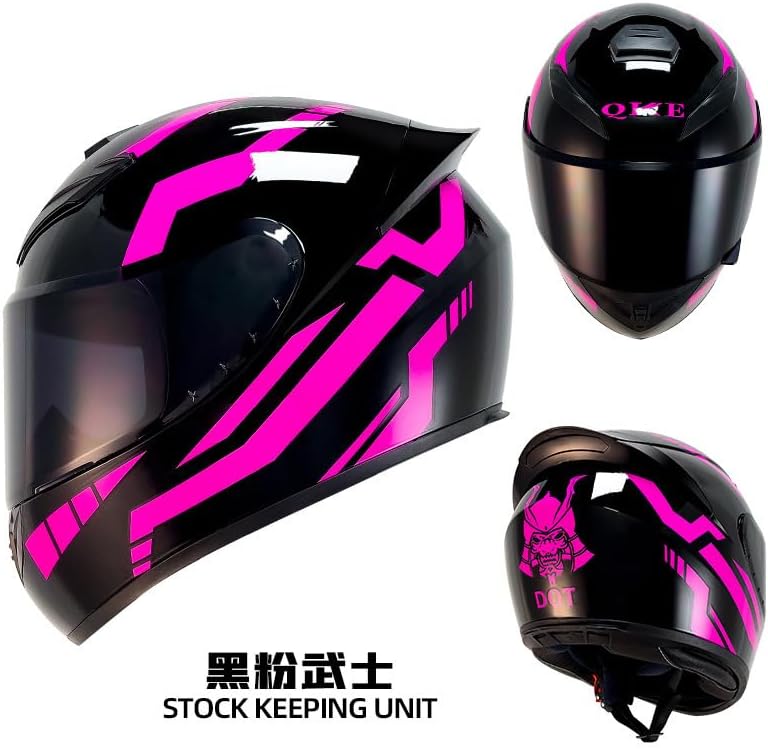 Miniatura 5 de Casco de motocicleta de carreras de motocross, casco de cara completa con visera interna tintada y aprobado por DOT para ciclomotor, ATV, Cruiser